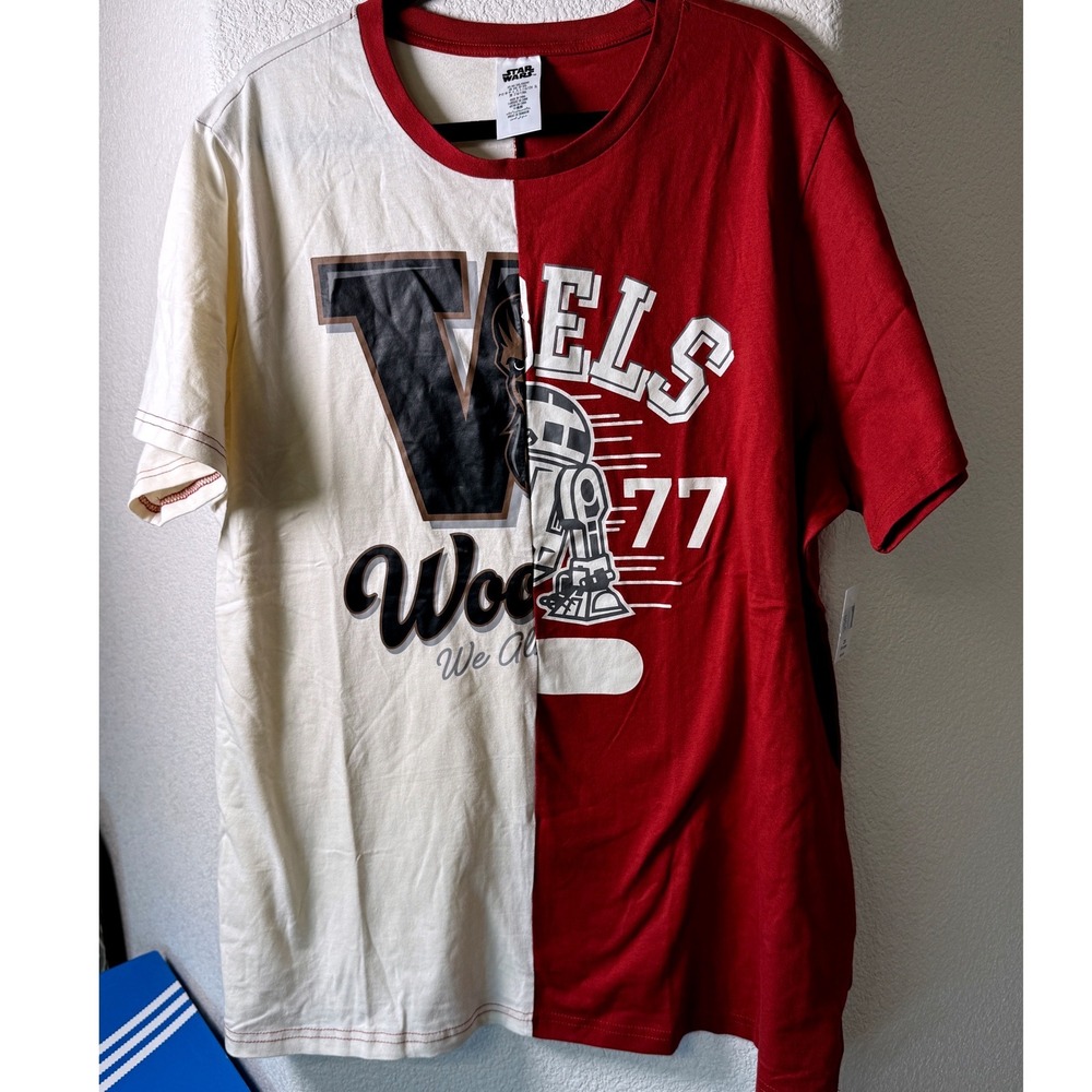 Star Wars Rebels Wookiee Split Graphic T-Shirt Red Cream Mens 2XL NWT Chewy